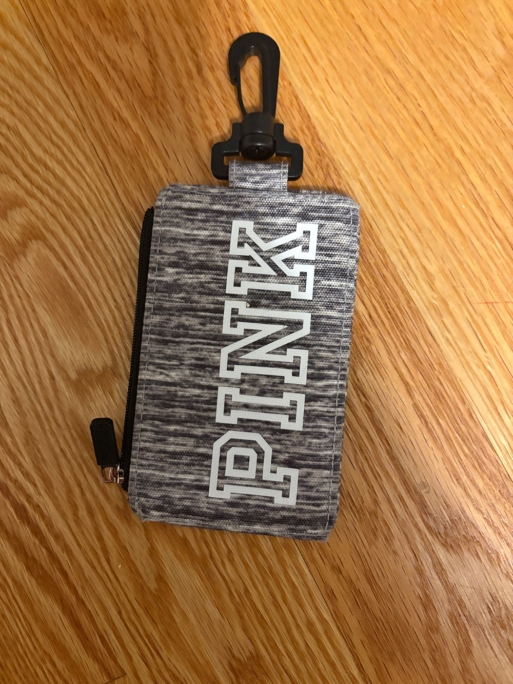 PINK Victoria's Secret Heather Gray Zip Wallet with Clip